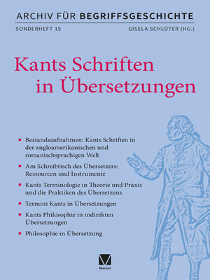 cover image of Kants Schriften in Übersetzungen